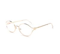 QSYJCCXD Gafas de sol ovaladas retro con montura de metal para mujeres y hombres, lentes de sol pequeñas UV400, Oro rosa Opt, Talla única