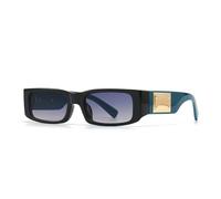 QSYJCCXD Gafas de sol para mujer, vintage, lujosas, para exteriores, con espejo, tamaño pequeño, Uv400, C2 negro y azul, Talla única