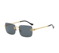 QSYJCCXD Gafas de sol para mujer y hombre, sin montura degradada, lentes de corte, lentes sin marco, retro, a la moda, Black, Talla única