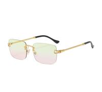 QSYJCCXD Gafas de sol para mujeres y hombres, sin montura degradada, lentes de corte para mujer, lentes sin marco, retro, a la moda, Amarillo y rosa, Talla única