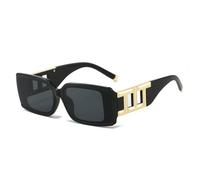 QSYJCCXD Gafas de sol rectangulares de moda para mujeres y hombres, estilo leopardo, decoración dorada, lentes degradados, marco de policarbonato UV400, C1, Talla única