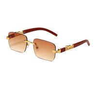 QSYJCCXD Gafas de sol rectangulares sin montura de leopardo de metal 2025 para hombres, lentes tintados para mujer, lentes degradados UV400, 3, Talla única
