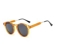 QSYJCCXD Gafas de Sol Redondas a la Moda para Mujer y Hombre, Gafas de Sol Unisex con Montura Grande, Gafas Retro Naranjas para Mujer UV400