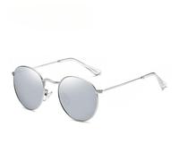 QSYJCCXD Gafas de sol redondas de metal retro para hombre, gafas de espejo de hip hop para mujer, Wpgj017 Espejo plateado, Talla única