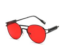 QSYJCCXD Gafas de sol redondas retro de moda, marco pequeño, de primavera, doble viga, vintage, punk, gafas de sol de lujo Uv400, C2, Talla única
