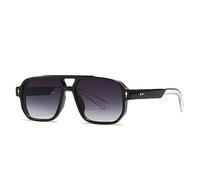 QSYJCCXD Gafas de sol retro de doble puente para mujer, gradientes, UV400 remaches, lentes de sol para hombre, Gradiente negro y gris, Talla única