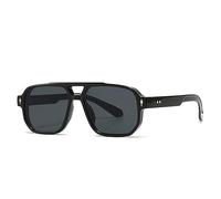 QSYJCCXD Gafas de sol retro de doble puente para mujer, gradientes, UV400 remaches, lentes de sol para hombre, negro/gris, Talla única