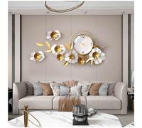 QSYJCCXD Grandes Relojes Decorativos de Pared Colgantes, 36.6 * 18.7 Pulgadas Hierro Forjado silencioso sin Ticking Ginkgo Hoja de Cuarzo de Cuarzo para Sala de Estar Office Cafe Hotel