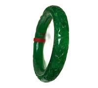 QSYJCCXD Green Jade Bangles Patrón Tallado Bangle Brazalete Jade Brazaletes para Mujeres Joyas Jade Jade Jewelry (61-62 mm)