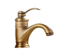 QSYJCCXD Grifos de baño Retro Gold Antique de latón grita de baño de latón Retro Baño de baño Compatible con Fregadero 1 hoyo Compatible con baño, Oro, instalación fácil