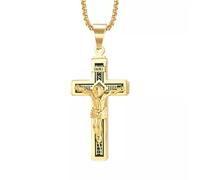 QSYJCCXD Jesús Crucifijo Cruz Colgante Collar Religioso Collar de Joyería Cristiana 24 "Plata