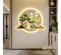 QSYJCCXD Lámpara de Pared Fengshui, Luces LED para Pinturas con Control Remoto, esculturas de Pared 3D, Pinturas de paisajes de montaña y Agua Colgantes, para Entrada, Corredor