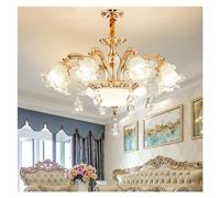 QSYJCCXD - Lámpara moderna de la lámpara de techo de lujo Lámpara de colgantes de cristal de la villa del vestíbulo, luz de luz colgante de techo