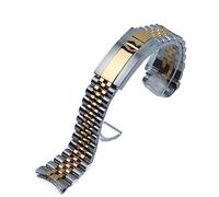 QSYJCCXD Las bandas de reloj de acero inoxidable de oro plateado de 20 mm se reemplazan por correa para la pulsera submarina de la banda de vigilancia de Datjust