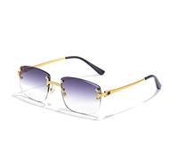 QSYJCCXD Lentes de sol punk rectangulares pequeños para hombres y mujeres, lentes degradados sin montura de metal, UV400, C17 dorado gris transparente, Talla única