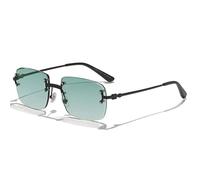 QSYJCCXD Lentes de sol punk rectangulares pequeños para hombres y mujeres, lentes degradados sin montura de metal, UV400, C27 Negro Verde, Talla única