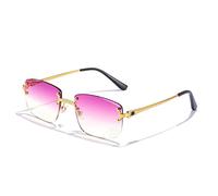 QSYJCCXD Lentes de sol punk rectangulares pequeños para hombres y mujeres, lentes degradados sin montura de metal, UV400, C21 Gold Redpeucle, Talla única