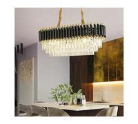 QSYJCCXD Lumo de lujo cristal rectángulo LED lámpara colgante cocina isla sala de estar techo ovalado interior