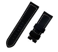 QSYJCCXD Luxury Brand Watchband Retro Retro 22 mm 24 mm Vintage de ternero Horse de cuero Nubuck para la banda de reloj de la correa Panerai Hebilla (color: verde, tamaño: hebilla de 24 mm-silver)