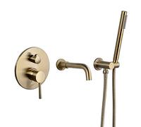 QSYJCCXD Luxury Mate Negro bañera Grifo y Ducha de Ducha Tomados de latón sólidos montados en la Pared Sistema de Ducha con Toque de baño Moderno para la actualización de baño en el hogar