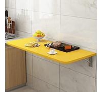 QSYJCCXD Mesa plegable cuadrada, mesa de pared plegable hacia abajo, mesa de madera plegable, construcción robusta estable, mesas de hojas de caída para espacios pequeños (amarillo 90 * 30c