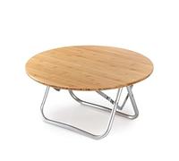 QSYJCCXD Metero de Mesa de Campamento Tablero de bambú Plegable Mesa Redonda de Mesa de Campamento al Aire Libre para Acampar Mesa Redonda de Campamento