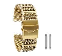 QSYJCCXD Mira correa universal con bandas de reloj de acero inoxidable 20 mm 22 mm 24 mm de oro/oro rosa/correa de muñeca de reemplazo azul con cierre plegable con brazalete de seguridad