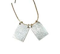 QSYJCCXD Nuevo 2025 Cross Religious Saint Benedict Acero Inoxidable Cola de Perla Natural Virgen María Neck For Women Decoración Joya Luxury with You Accesorios Best por Regalo