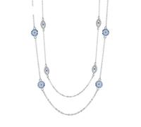QSYJCCXD Nuevo 2026 Unisex 925 Collar de Plata esterlina Mujeres Colgantes Redondos Collares Azules de circón Largo Cadena de joyería de Pavo de Enlace