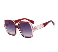 QSYJCCXD Nuevos lentes de sol de gran tamaño para mujer, estilo retro, degradados, UV400, piernas anchas, lentes de sol para hombre, Rojo y gris, Talla única