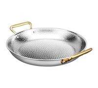 QSYJCCXD Paellera española martillada a mano, antiadherente, con asas de doble remache para hogares o restaurantes, 18 cm, plata/plata/28 cm
