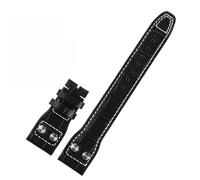 QSYJCCXD Para IWC piloto Mark Cowhide Strap 21 mm 22 mm 20 mm Genuine Leather Watch Band Bamboo Grain Rivets Dark Brown Black Watchband Accesorios