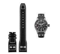 QSYJCCXD Para IWC piloto Mark Cowhide Strap 21 mm 22 mm 20 mm Genuine Leather Watch Band Bamboo Grain Rivets Dark Brown Black Watchband Accesorios