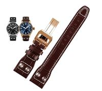 QSYJCCXD Para IWC piloto Mark Cowhide Strap 21 mm 22 mm 20 mm Genuine Leather Watch Band Bamboo Grain Rivets Dark Brown Black Watchband Accesorios