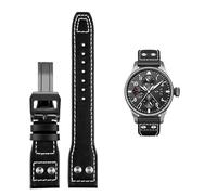 QSYJCCXD Para IWC piloto Mark Cowhide Strap 21 mm 22 mm 20 mm Genuine Leather Watch Band Bamboo Grain Rivets Dark Brown Black Watchband Accesorios