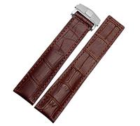 QSYJCCXD Para la brazalete de banda de reloj de cuero genuino 19 20 22 mm para hombres de muñeca con cierre plegable