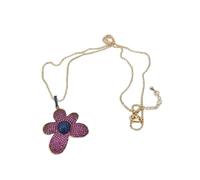 QSYJCCXD Pargante de microfules CZ chapado en oro de 30x32 mm y collar de cadena