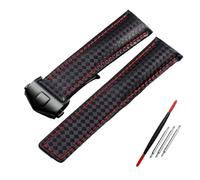 QSYJCCXD Patrón de fibra de carbono Correa de cuero genuina 20 mm 22m para etiqueta HE-UER F1 Banda de vigilancia Muñeca de pulsera Banda Pulsera de cuero