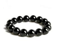 QSYJCCXD Pulsera de cristal de piedra preciosa de tourmalina negra genuina de 8 mm