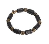 QSYJCCXD Pulsera de ébano procesada a mano de 8.5 * 15 mm Do Old Hammered Cobre Convex Convex Convex Wood Wood Men Brazalete individual, negro, muñeca 21to22cm