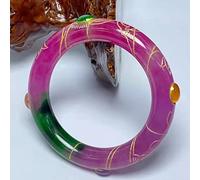 QSYJCCXD Pulsera de varilla redonda de flores verdes flotantes Últimas joyas de boutique de jade joya de mano de la mano (58-59 mm)