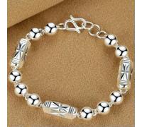 QSYJCCXD Pure S999 Fine Silver 999 Men Mujeres Mujeres Hexagon Beads Pulsera de enlace todo tamaño de 19 cm/7.5in L-6 mm