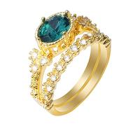 QSYJCCXD Regalos del día de la madre anillo de circón brillante joya de piedra verde joyas de moda anillo de joyas comprometidas para mujeres regalos de Navidad para pareja para mujeres hombres