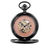 QSYJCCXD Reloj de Bolsillo mecánico Retro Estuche Suave Relojes de bobinado a Mano Grabado Cadena de Estuche para Hombres Mujeres