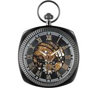 QSYJCCXD Reloj de Bolsillo, Reloj de Bolsillo de Bolsillo Cuadrado mecánico Negro/Plateado/Dorado