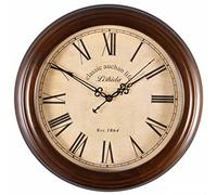QSYJCCXD Reloj de Pared Redonda Reloj clásico clásico Retro no Title Cuarzo Decorativo Reloj de Pared de Madera Maciza para Sala de Estar Cocina Oficina en casa no Ticking