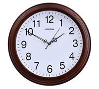QSYJCCXD Reloj de Pared Redonda Reloj clásico clásico Retro no Title Cuarzo Decorativo Reloj de Pared de Madera Maciza para Sala de Estar Cocina Oficina en casa no Ticking