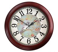 QSYJCCXD Reloj de Pared Redonda Reloj clásico clásico Retro no Title Cuarzo Decorativo Reloj de Pared de Madera Maciza para Sala de Estar Cocina Oficina en casa no Ticking