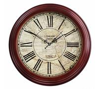 QSYJCCXD Reloj de Pared Redonda Reloj clásico clásico Retro no Title Cuarzo Decorativo Reloj de Pared de Madera Maciza para Sala de Estar Cocina Oficina en casa no Ticking