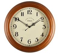 QSYJCCXD Reloj de Pared Redonda Reloj clásico clásico Retro no Title Cuarzo Decorativo Reloj de Pared de Madera Maciza para Sala de Estar Cocina Oficina en casa no Ticking